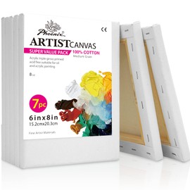 PHOENIX Stretched Canvas for Painting 6x8 Inch/7 Value Pack, 8 Oz Triple Primed 5/8 Inch Profile 100% Cotton White Blank Canvas, Small Framed Canvas for Oil Acrylic & Pouring Art