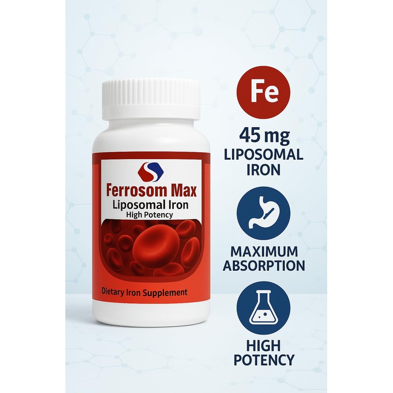 Ferrosom Max Liposomal Iron Supplement 60 Capsules (45mg Pure Elemental