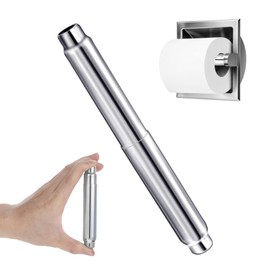 Xindojuz 1 PCS Toilet Paper Spring Rod, Stainless Steel Toilet Paper Holder Replacement Rod Universal Toilet-Paper Roller Replacement Loaded Roller Bathroom Accessories (11 cm - 17 cm, Silver)