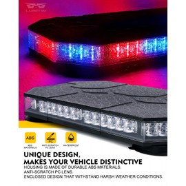 LUMENIX LED Rooftop Strobe Beacon Lights Bar w/Controller Magnetic Emergency Traffic Warning Security Caution Police Cop Lights for First Responder Vehicle Trucks Car - Red Blue (Patent Design)