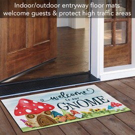 Counterart Welcome to Our Gnome Indoor/Outdoor Entryway Floor Mat Manufactured in The USA Low Profile, Protective Non-Skid Rubber Backing, Easy to Clean 29.5" by 17.75"