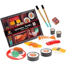 Plastic Toys Japanese Sushi Toy Bento Box Pretend Food Set | 19 Pieces Cutting Play Food Toy Set for Kids Age 3, 4, 5, 6, 7, 8, 9+ - Style: Set of 1