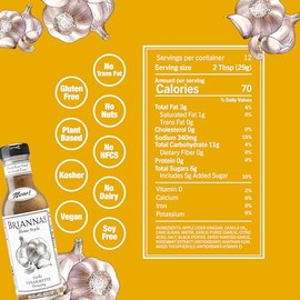 BRIANNAS Aderezo De Vinagreta De Ajo Casero: Aderezo Fino Para Ensaladas Elaborado Con Ingredientes De Primera Calidad. Aderezo Sin Gluten, Vegano Y K