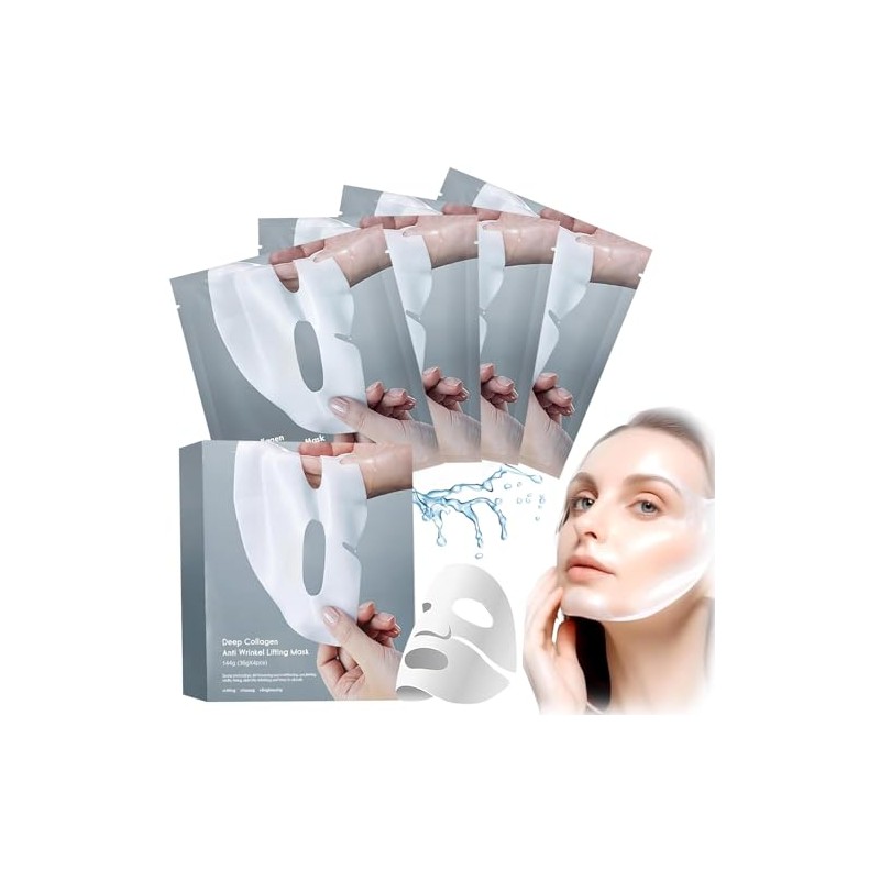 SINYI 4PCS Collagen Mask, Mascarilla Nocturna de Colágeno,Pore Minimizing Elasticity