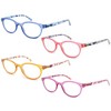 HEEYYOK 4 Pack Reading Glasses Women,Round Frame Readers Spring Hinges,Ladies
