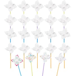 craspire Set of 24 DIY Windmills Craft Paper Pinwheels Blank White Craft Sets Your Own Wind Turbines for Summer Activities School Group Nursery Care Craft Nursery Project Party