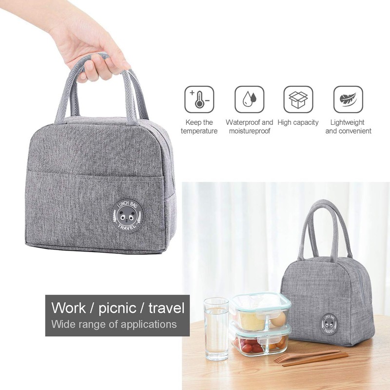JEEZAO Small Lightweight Lunch Bag, Cool Bag, Insulated Bag for