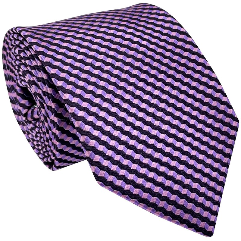(リトリーズ) RETREEZ 波型ジグザグ ストライプ柄 織り生地 メンズ タイ ネクタイ - パープル