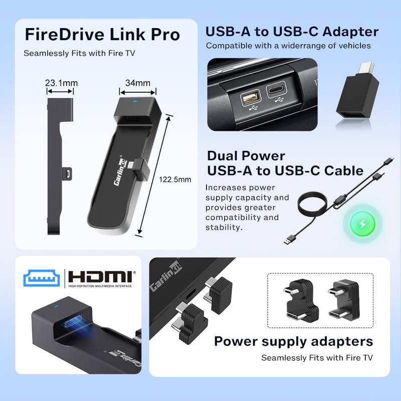 Carlinkit FireDrive Link Pro Wireless CarPlay Adapter with HDMI Input