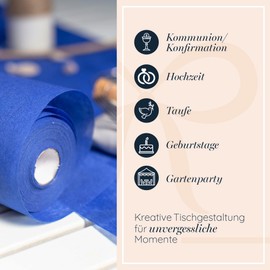 100%Mosel Fleece Table Runner, in Royal Blue (30 cm x 25 m), Decorative Table Runner, Elegant Table Decoration for Birthdays and Weddings, Colourful Decoration for Special Occasions