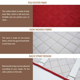 Your's Bath Recliner Chair Cover Mat for Armchair Reclining Chair Cover with 2 Adjustable Elastic Strap & 6 Pockets, Armchair Sofa Protector Washable Sofa Cover Protect for Pets (Red)