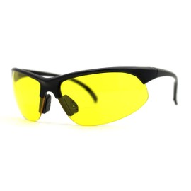 SA106 Mens Baseball Half Rim Bifocal Night Driving Lens Reading Sunglasses Matte Black Yellow +1.50