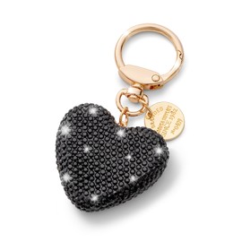 CHUQING Heart Key Ring Car Key Ring With Sparkly Rhinestones Rhinestone Keyring For Women, Black Heart-11
