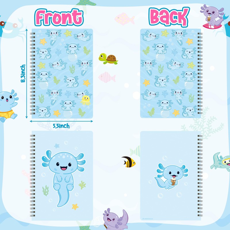 Xqumoi Axolotl Sticky Note A5 Notebooks Pens Stationary Set -