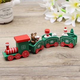 1 x Wooden Small Train Decoration, Christmas Train Toy, Christmas Train, Mini Train Toy (Red)