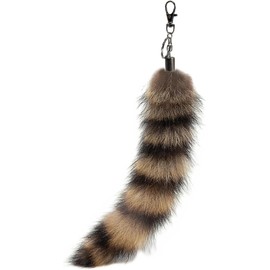 Unbranded Fluffy Therian Raccoon Tail Keychain - Soft Raccoon Fur, Durable, Perfect for Co