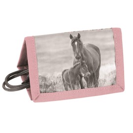 Ragusa-Trade Girls' / Children's Wallet with Drawstring with Great Horse Motif, 12 x 8.5 x 1 cm, Rose/Grey (Ko), coin purse