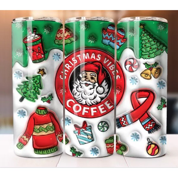 Handmade Christmas Vibes 3D Inflated Design Cup Tumbler Mug 20