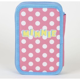 Minnie Mouse Pink Pencil Case with 3 Compartments 12.5 x 4.5 x 19.5 cm Polyester and PVC with Zip + Accessories Original Product Designed in Spain Pink Pencil Case with 3 Compartments, pink, Minnie