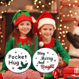 Secret Santa Gifts, Christmas Pocket Hug Token Gifts for Kids Adults, Stocking Stuffers for Daughter Son, Christmas Keychain Gifts for Teen Girls Boys, Toddler Stocking Stuffers, Merry Christmas Sign