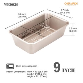 CHEFMADE 2LB Rectangle Loaf Pan, Non-Stick Oblong Bread and Meat Bakeware for Oven Baking (Champagne Gold)