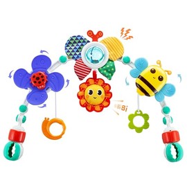 Lynncare Adjustable Arch Bassinet Toys for Infant & Toddlers, Stroller Arch, Baby Crib Toys with Fascinating Hanging for Stimulating Baby’s Senses and