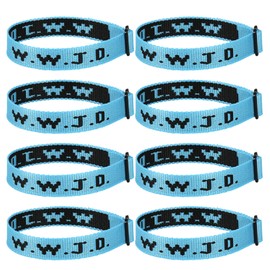 8PCS WWJD Bracelet Pack for Women Men, Christian Gifts Adjustable Wristbands, WWJD Jesus Bracelets Bulk - What Would Jesus Do Bracelet, 8 Blue