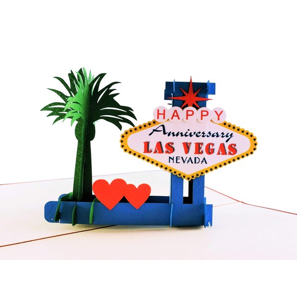 iGifts And Cards Unique Happy Anniversary Las Vegas 3D Pop Up Greeting Card – Cute Couple, Special Occasion, Congratulations, Celebration, Wedding, Marriage, Love, Vow Renewal, Inspirational, Unique