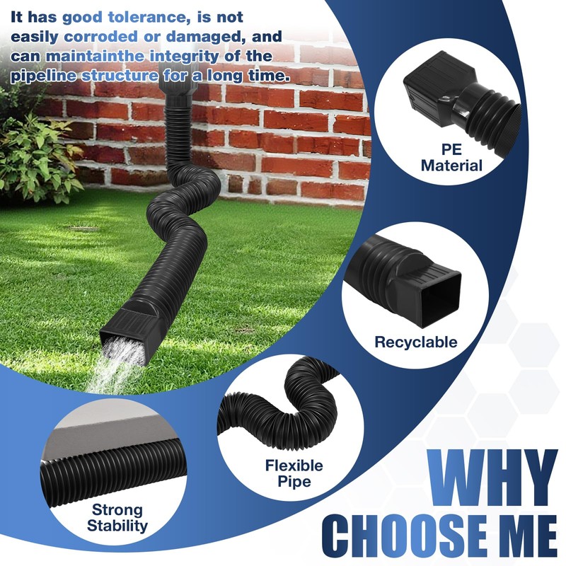Loyala 2PCS 11.5ft Gutter Downspout Extensions Flexible Drain Downspout Extender