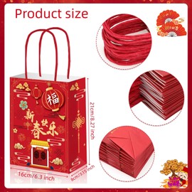 12 Pieces Chinese New Year Gift Bags 2026 Year of the Horse Paper Goodie Bags for Spring Festival Party Supplies 2026 Lunar New Years Gift Wrapping