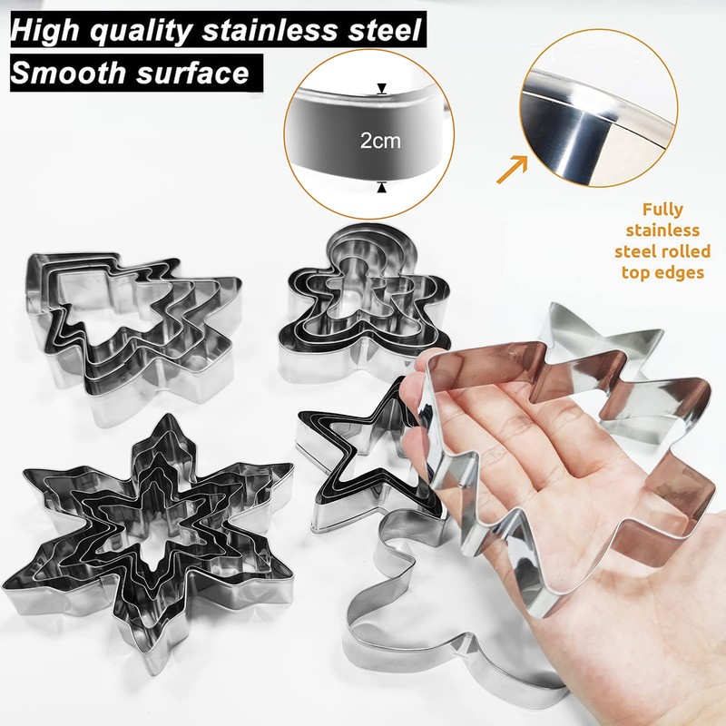 20-Piece Cookie Cutters Christmas Cookie Cutters, Stainless Steel, Cookie Cutters,