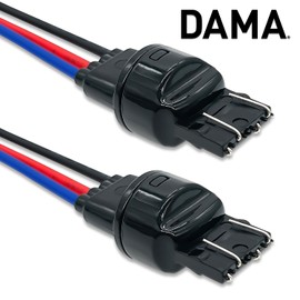 DAMA 7443 7440 T20 Bulb Male Socket Wire Harness Extension Pigtail Connectors for Brake Turn Signal Reverse LED Bulb Retrofit | Durable Tempered Plastic Male Pigtail 12 ga. 18 AWG | Pack of 4
