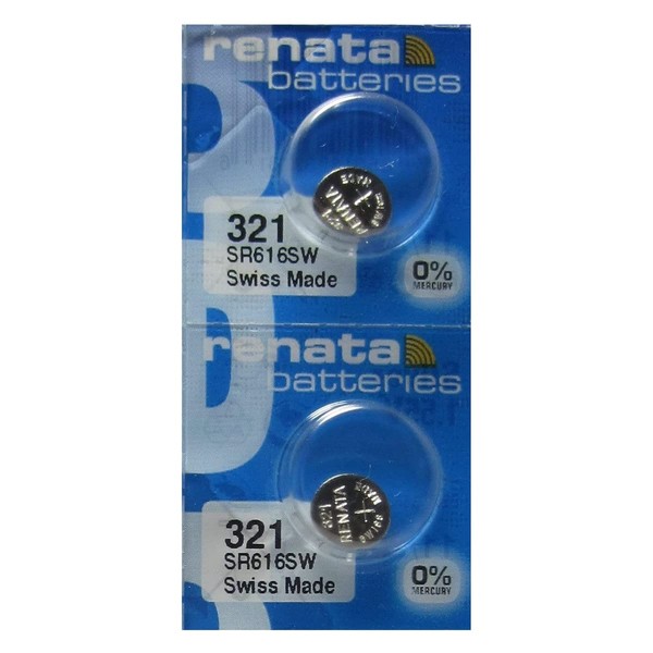 Renata 321 SR616SW Batteries - 1.55V Silver Oxide 321 Watch Battery (2 Count)