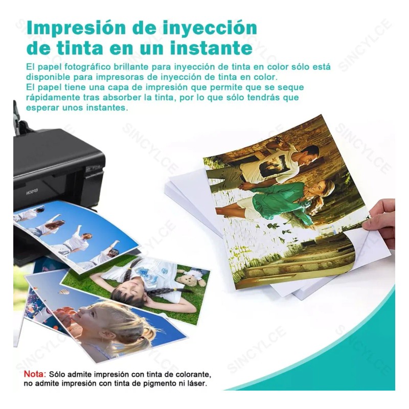 ECOZENDSY 100 Hojas de Papel Fotográfico Glossy A4 200g Brillante