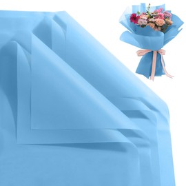 KAKURUMA 20 Sheets Waterproof Flower Wrapping Paper, Bouquet Wrapping Paper of 22 * 22 Inches, Flower Wrapping Paper for Florist Supplies Wedding Birthday Gift DIY (Lake Blue)