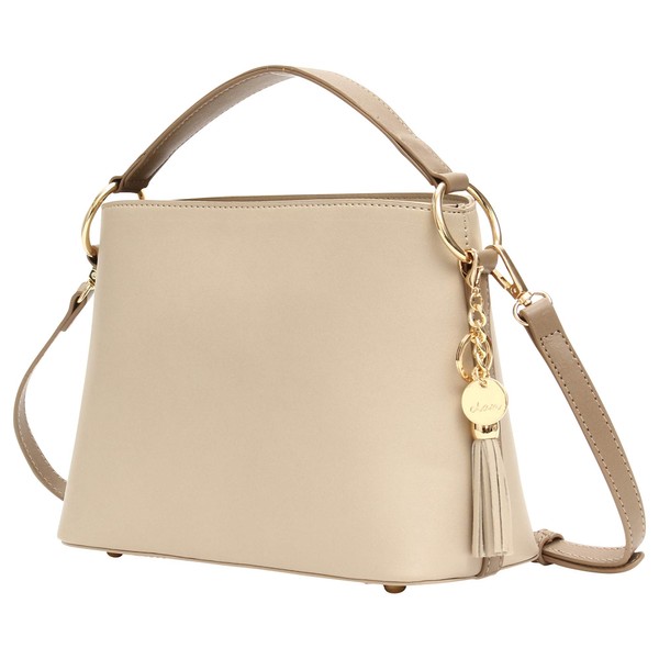 Clan Women's 2-Way Shoulder Bag with Tassel Charm, beige