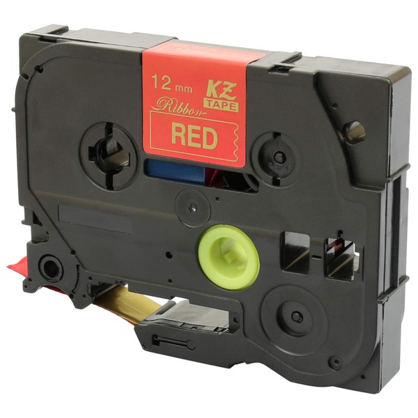 TZe-RW34 12mm x 4m Gold on Red Ribbon Tape Compatible