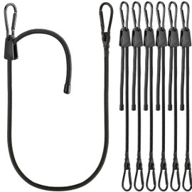 Bungee Cords, Adjustable Bungee Cord with Carabiner Hooks Heavy Duty Outdoor 48 inch Long, Adjust Length Black Elastic Ropes Tie Downs Cable with Clips On Both Ends for Trucks Bike Rack Tarps, 6 Pack