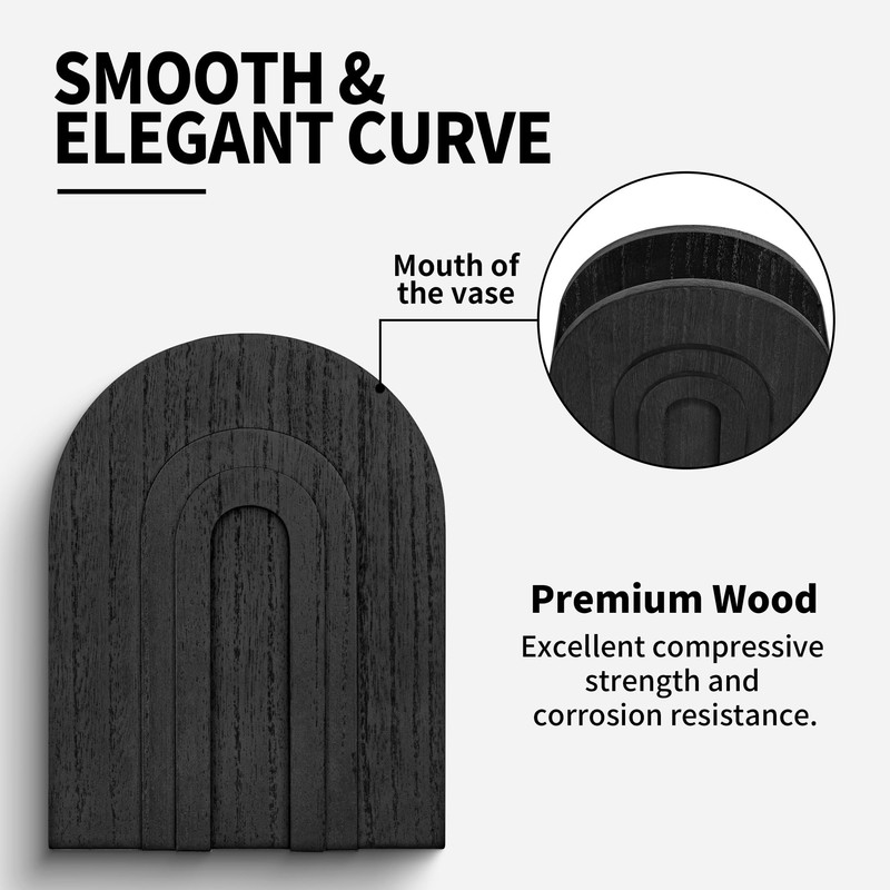 2 Pack Black Wooden Wall Vase for Pampas Grass and