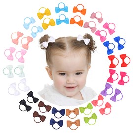 40 Pieces 2 Inch Baby Girls Hair Bows Ties Mini Boutique Elastic Hair Rubber Ribbon Hair Band Accessories for Kids Toddlers Infants (40 Pieces)