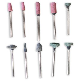 Dynamic 100 Piece Grinding Stones Assortment | 1/8" (0.3 cm) Shank | Gray & Pink | Shapes Include Round, Flat-top, Bullet, & More | Rotary Tool Compatible