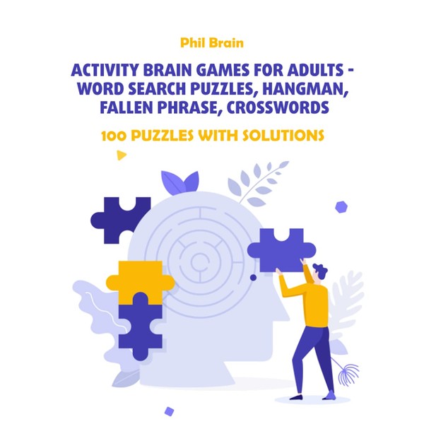Activity brain games for adults: Word search puzzles, hangman, fallen