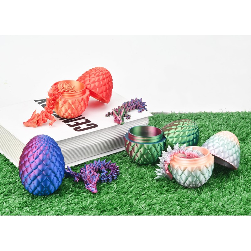 4PCS 3D Printed Dragon with Egg Easter Basket Stuffers 3D