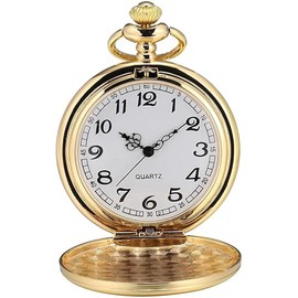 Tiong Vintage Smooth Quartz Pocket Watch Classic Fob Watch with Short Chain for Men Women on Birthday Anniversary Day Christmas Fathers Day