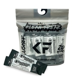 THE KLEAN FREAK FLUSHER - Flushable Wipes For Adults & Kids Unscented/Scented - 100% BIODEGRADABLE Individual Wrapped Travel WET Wipe for Toilet - Soothing Aloe & Witch Hazel - Alcohol Free 20 Pack
