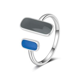 Anillo de Plata TREE NEST Anillo Ajustable Diseño de Geometría para Mujer,Anillos de Mujer Anillo de Boda Regalo Ideal para Mujeres Tamaño Universal,Plata