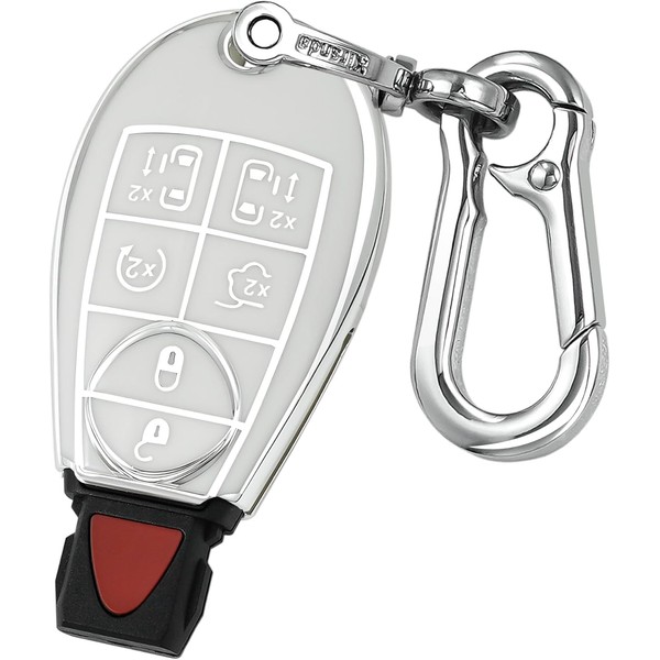 Kirsnda Key fob Cover Metal Buckle Compatible with Dodge Chrysler