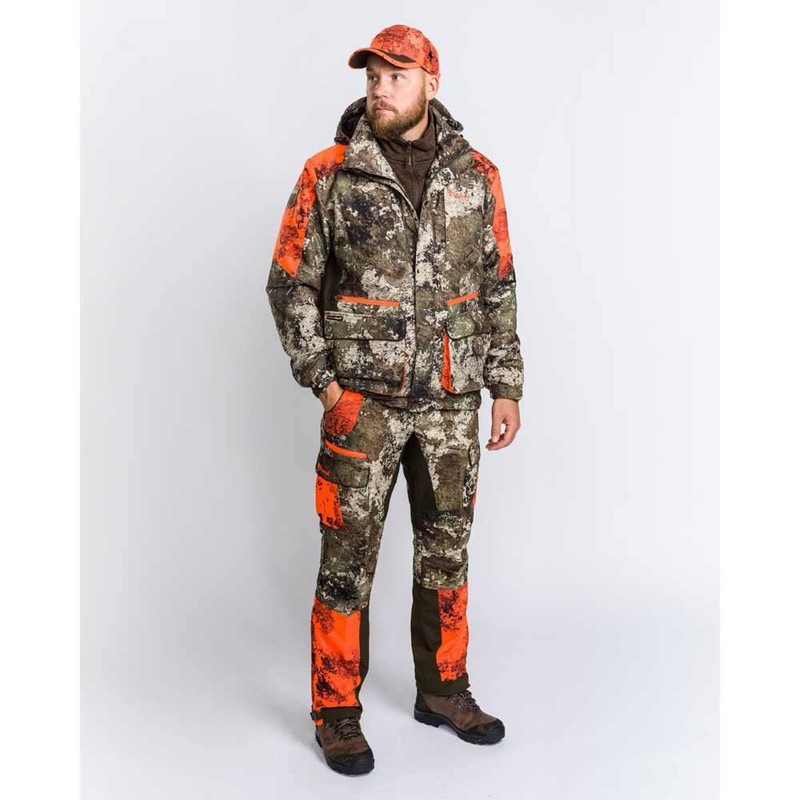 Pinewood 2-Colour Camouflage Cap for Driven Hunting in Signal Oragne