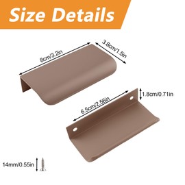 MOROBOR Finger Edge Pull, 8pcs Concealed Handles Modern Style Drawer Pulls, Curved Aluminum Alloy Invisible Handle Wardrobe Handle for Cabinet Hardware Drawer,80mm/Brown