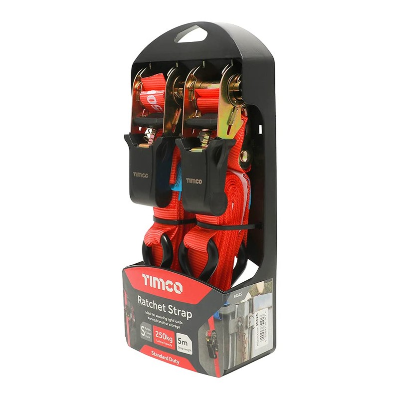 TIMCO S Hook Ratchet Straps Standard Duty - 5m x